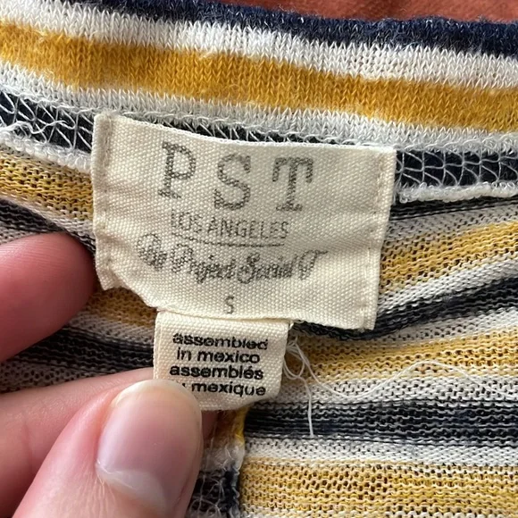 Project Social T Striped Tank Top Yellow Gray Blue V-Neck Sleeveless Size S - Picture 2 of 6